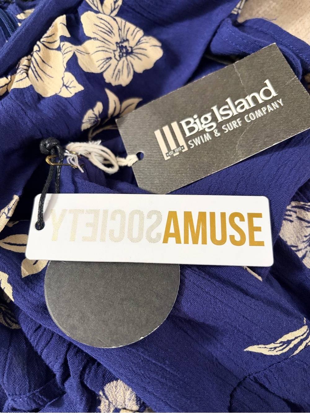 Amuse Society Navy Floral Tie-Front Maxi Dress with Cream Flowers - Picture 6 of 11